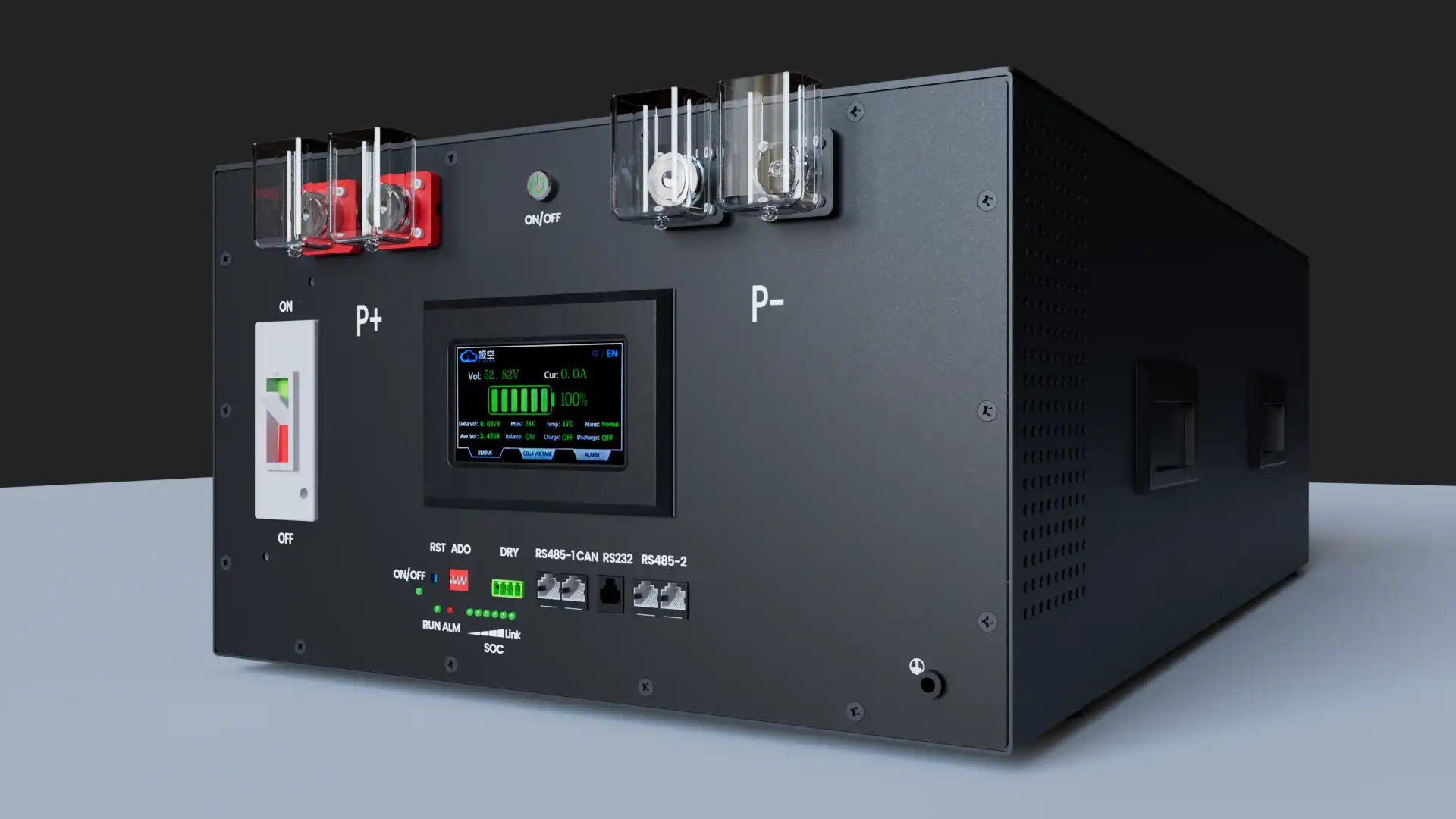 3D-productvisualisatie van een batterijopstelling voor Helion Energie